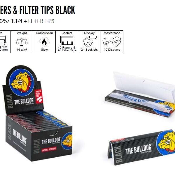 The Bulldog Papel + Filtros Black 1 1/4 (24 Librillos) The Bulldog Papel + Filtros Black 1 1/4 (24 Librillos)