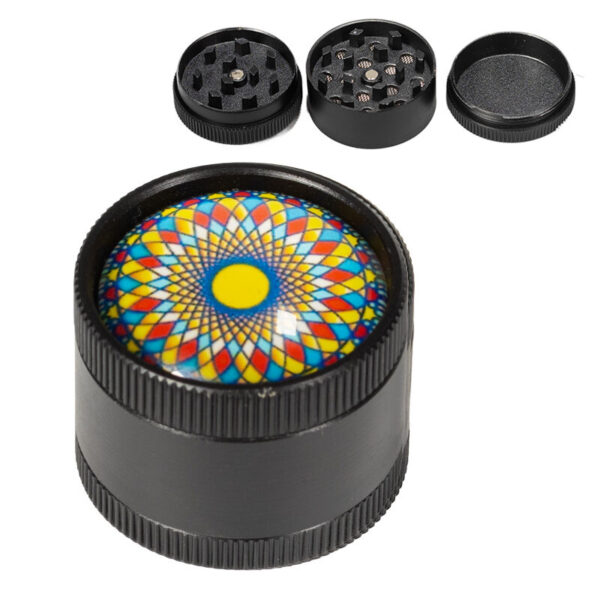 Grinder Metal Mandala 3 Partes 30mm (amarillo/azul/rojo)